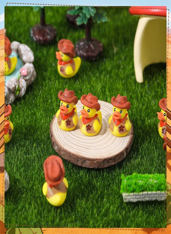 GGSTDDUP 32Pcs 3D Printed Ducks Toy Figures, Mini Ducks Bulk, Tiny Duck Figurine Dress up Toy for Party Favors Decorations for Crafts DIY Landscape Dollhouse Fairy Garden (Cowboy Duck) - Image 4